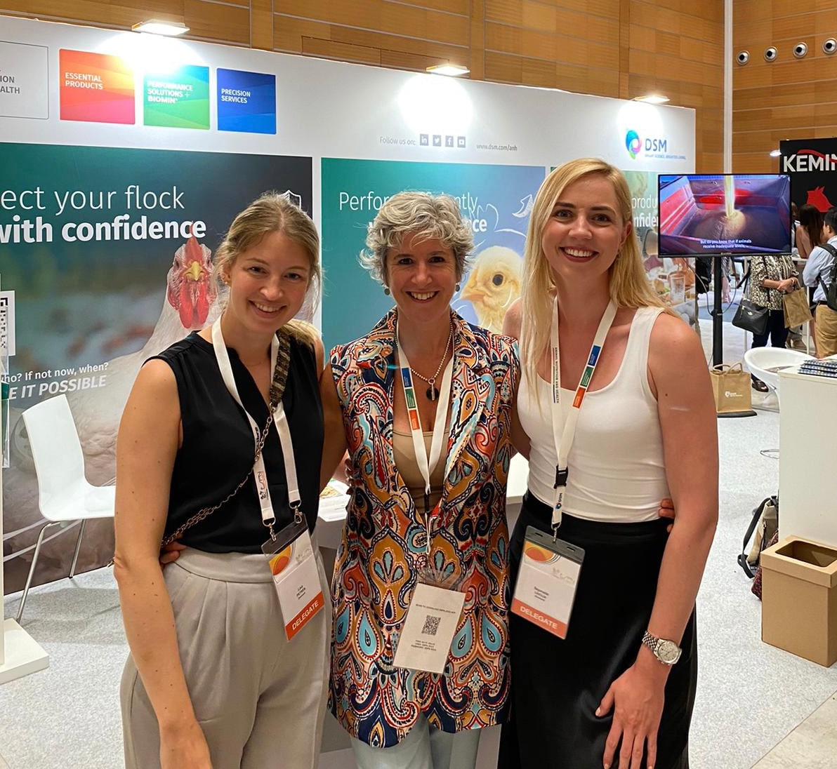 Laura Locatelli Manager Business Development Sustainability, EMEA with Liucija Sejonaite Technical Species Expert, Poultry Meat and Lisa Petren Key Account Manager, Nordics, DSM Animal Nutrition and Health