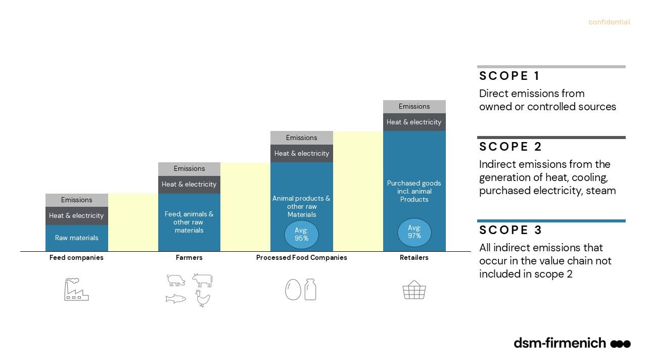 Figure 2. Scope 1, 2 and 3 emissions along the feed-to-fork value chain 